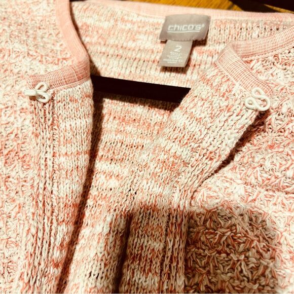 Chico’s Women’s Fringe Trim Pocket Cardigan in Pretty Pink Sz 2 (US L/12-14) NWT - Picture 13 of 14